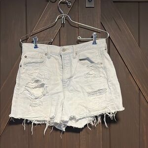 American Eagle Outfitters Blue Jean Shorts Distressed High-Waisted